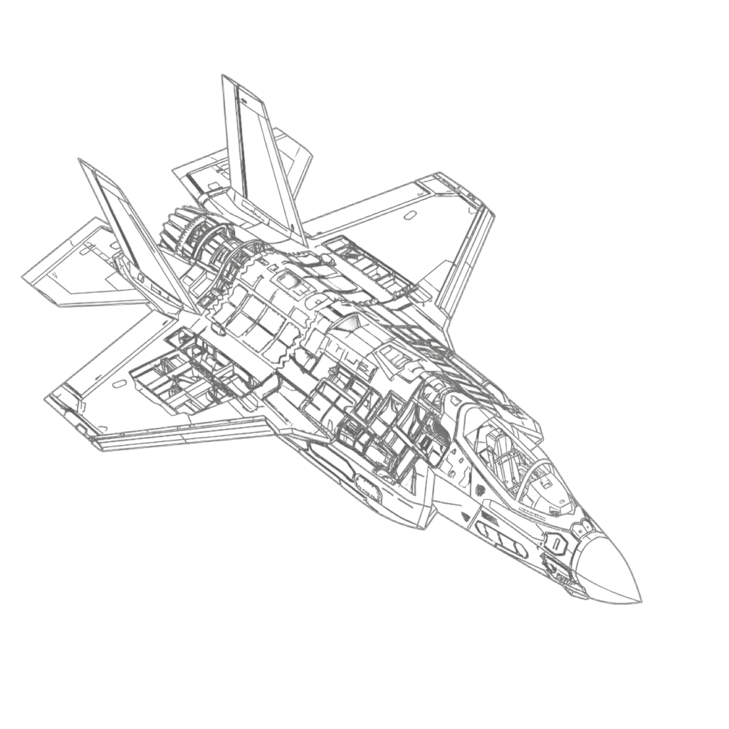 Technical drawing of a fighter aircraft