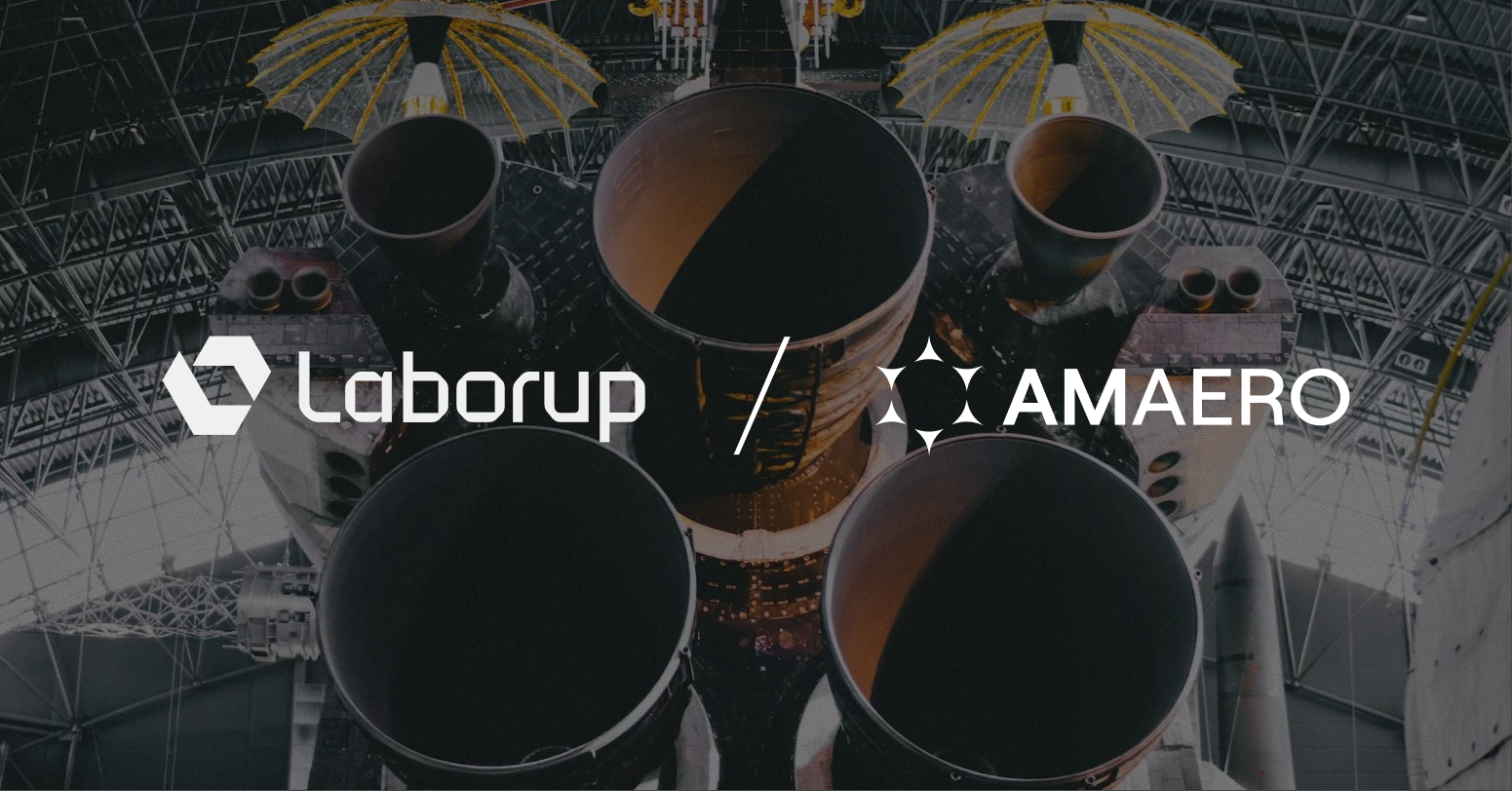 Laborup and Amaero logos over an industrial operation