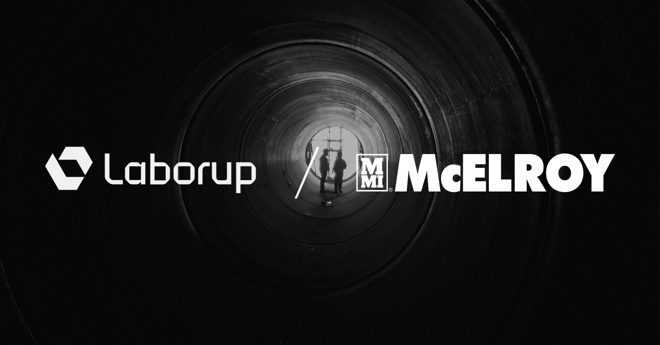 Laborup and McElroy logos over a manufacturing operation