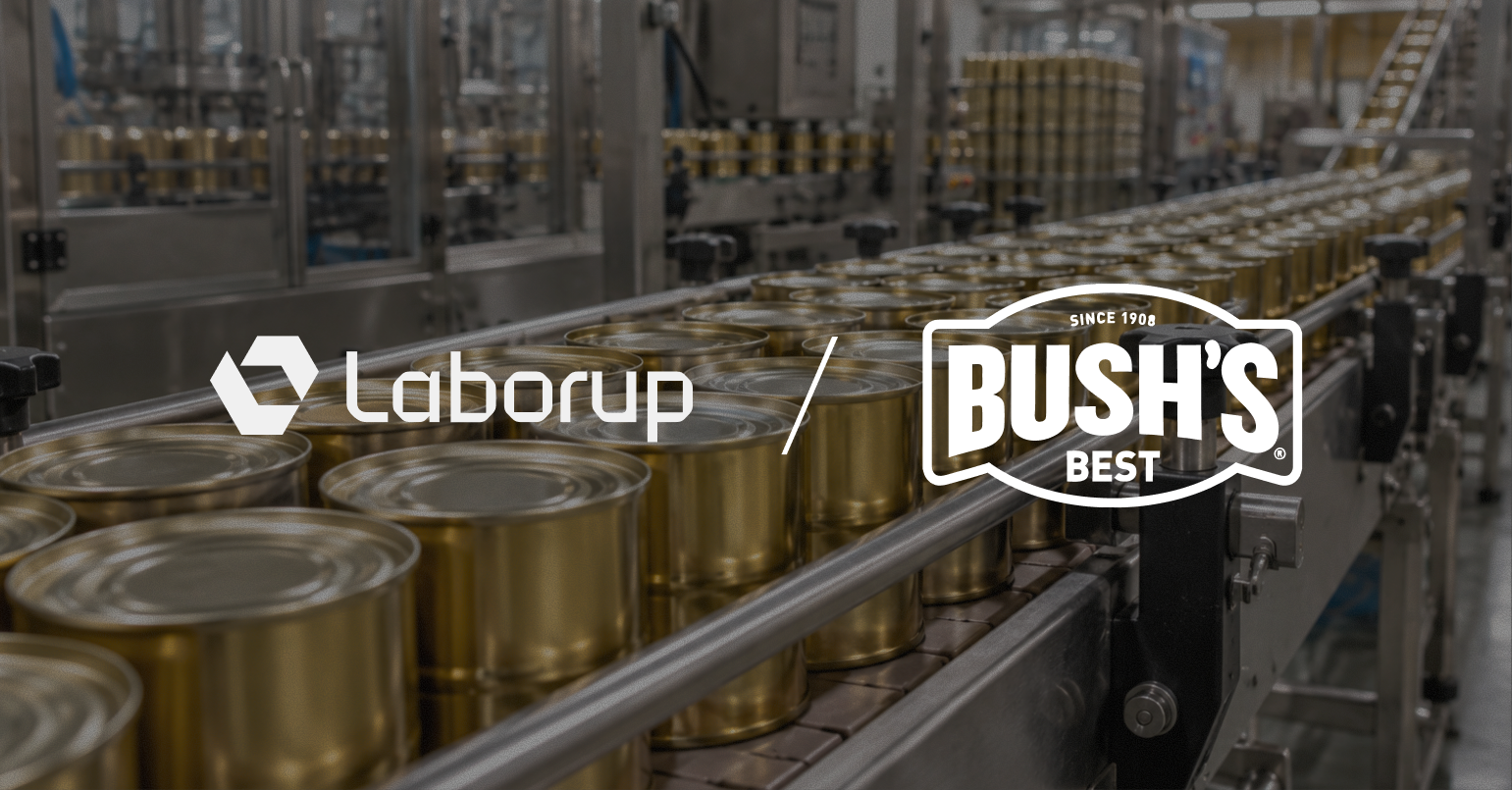 Laborup and Bush logos over a manufacturing operation