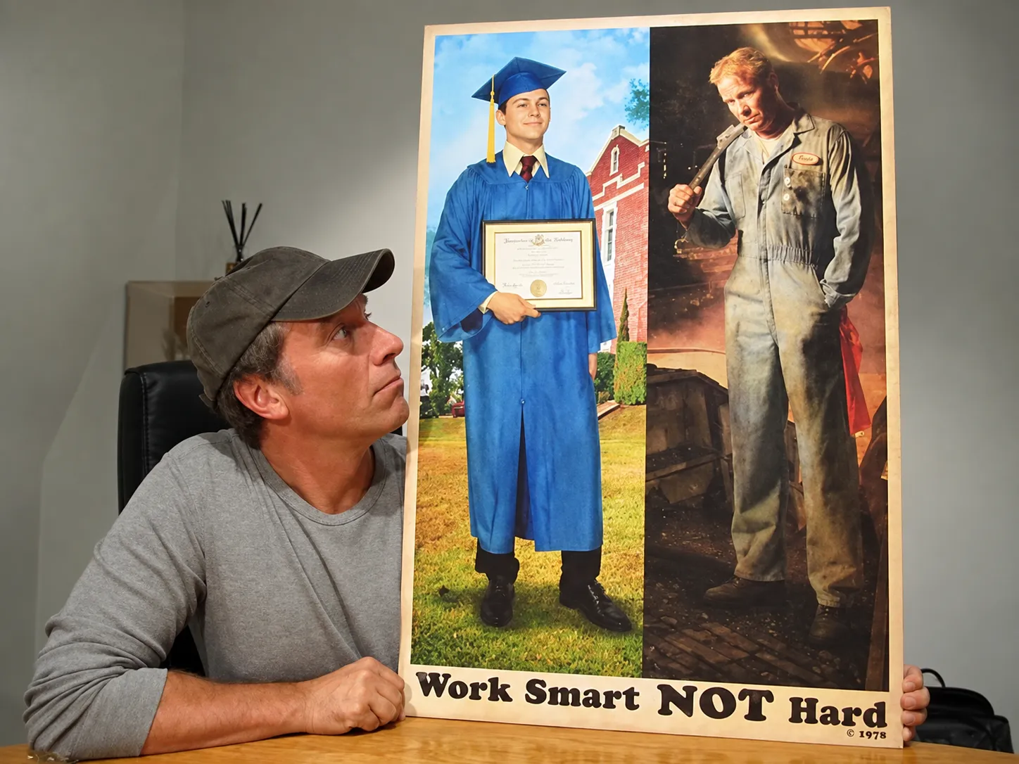 Mike Rowe with the work smart poster
